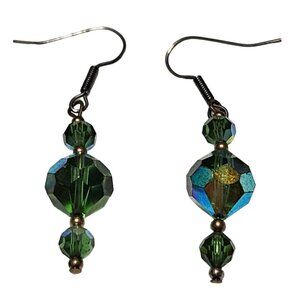 Elegant Faceted Green Crystal Beaded Dangle Earrings Fashion Jewelry Women